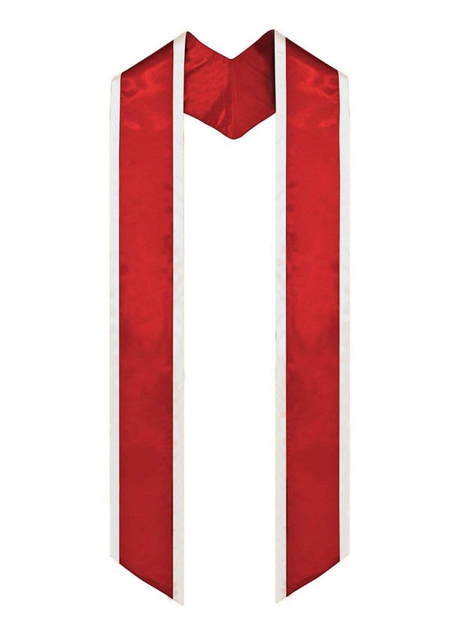 SAMDEEMI Adult Plain Graduation Honor Stole Sash Angled End With Trim 72" Long, red and white trim